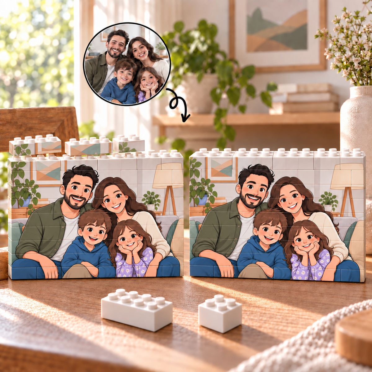 O imagine de familie realizată din cuburi – Orizontal