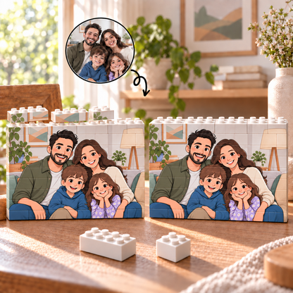 O imagine de familie realizată din cuburi – Orizontal