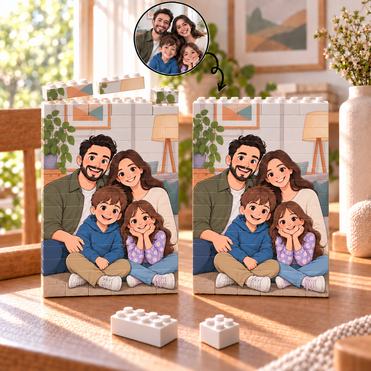 O imagine de familie realizată din cuburi – Vertical