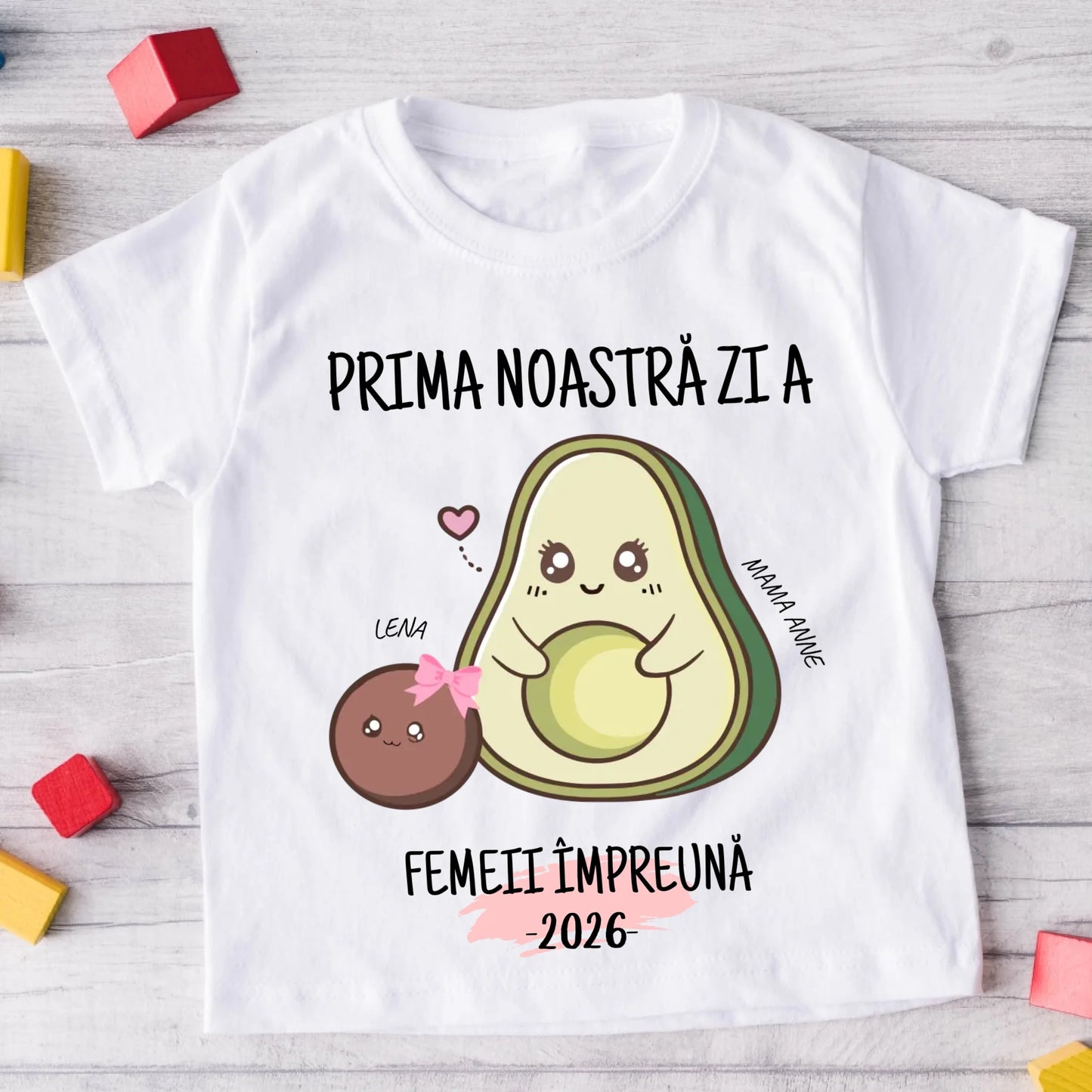 Tricou personalizat pentru mamă și fiică cu model de avocado – Cadou de Ziua Femeii #2481