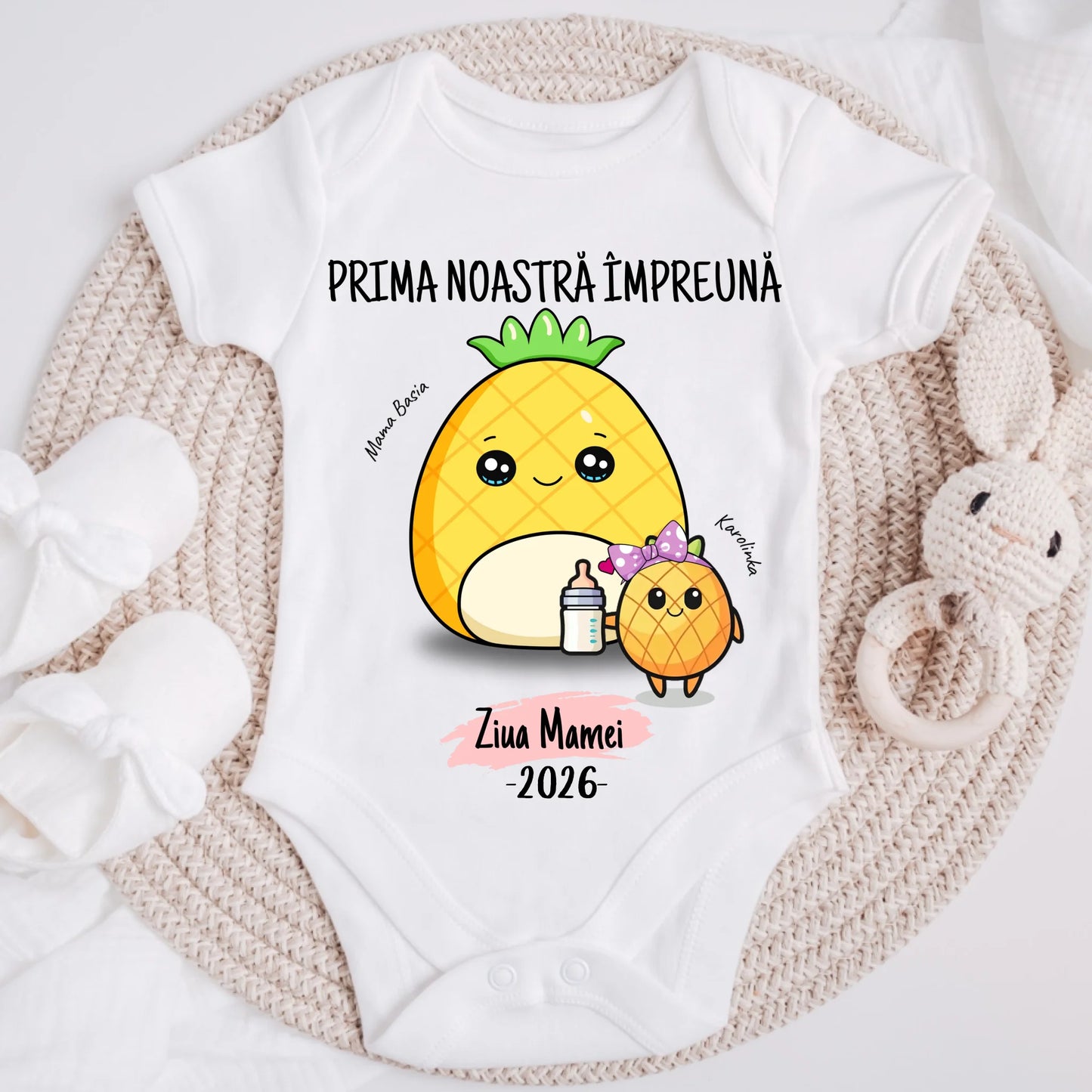 Tricou pentru mamă și copil - Ananas - Personalizat - Cadou de Ziua Mamei #1853