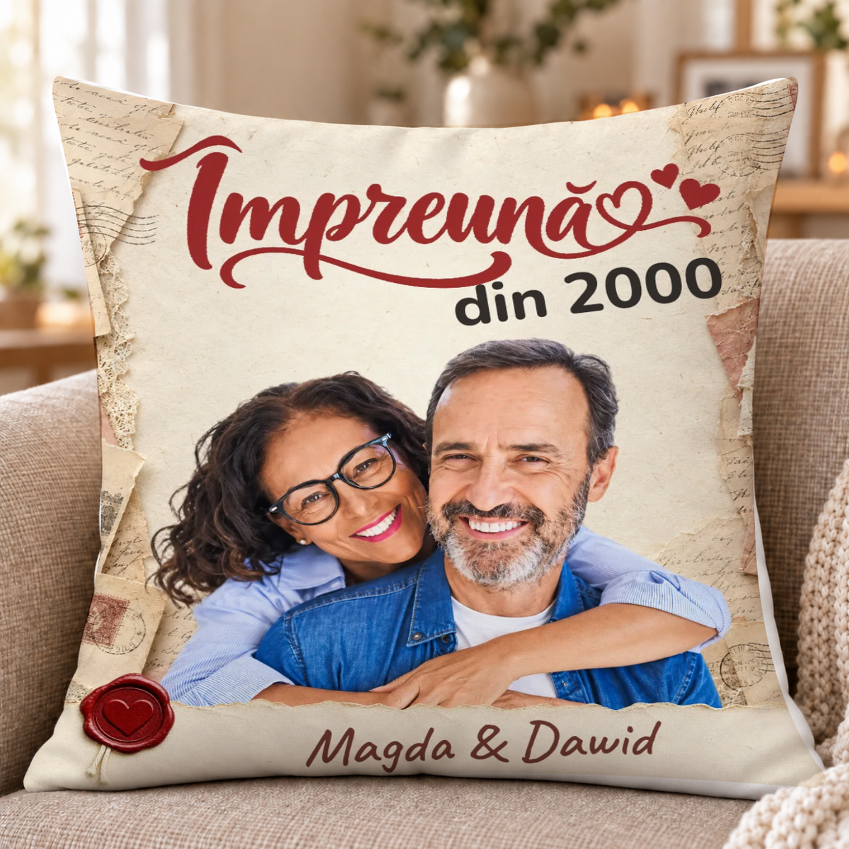 Poduszka dla par ze zdjęciem - Razem od - Personalizowana #62841 — mockup cmub8mkr80hkcng1wsg26je6o